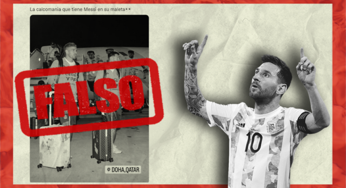 Falso_escudo de Boca en maleta de Messi