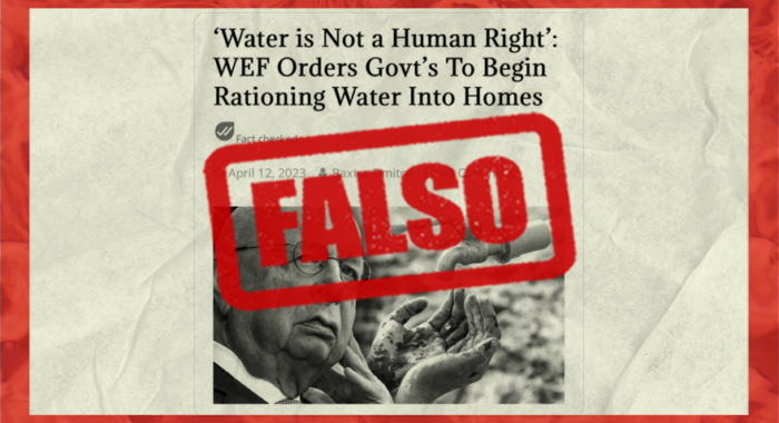 Falso_Foro Económico Mundial ordenó a los gobiernos racionar agua